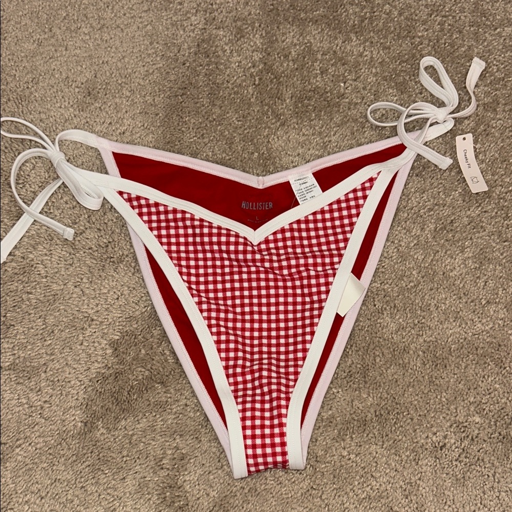 Hollister Red Checkered Bikini Bottom